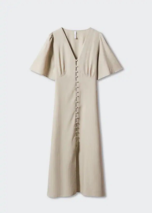 Buttoned linen-blend dress - Laurel Morgan