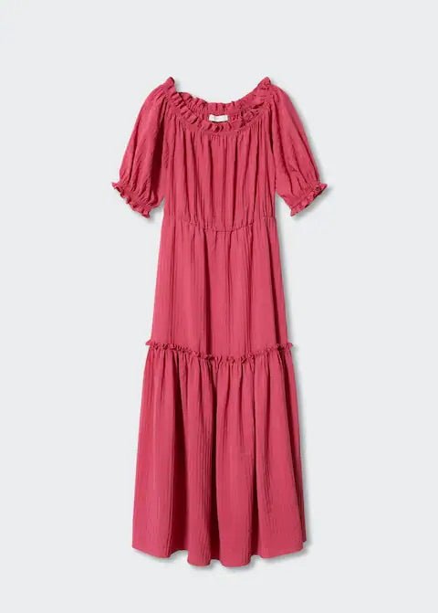 Puffed sleeves texture dress - Laurel Morgan